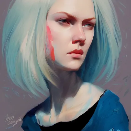 Image similar to Beautiful girl with a blond hair and blue eyes profile picture by Greg Rutkowski, asymmetrical, Organic Painting , Matte Painting, geometric shapes, hard edges, street art, trending on the artstation, realistic:2 by Sachin Teng:4, blur: -4