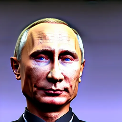 Image similar to Detailed portrait of Vladimir Putin close to reality 2022, in game style 8k wearing only pants with bare torso, his body is old and ugly with sagging old skin,