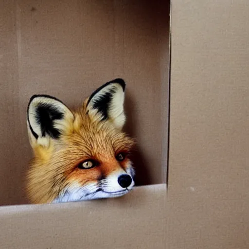 Prompt: Fox that is trapped inside a box