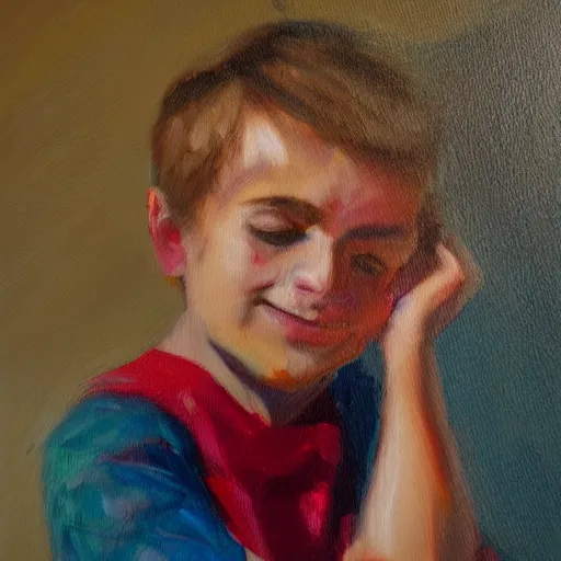 Image similar to The Joy Of Life, expressive oil painting, a boy, evokes feelings of joy, 4k detail