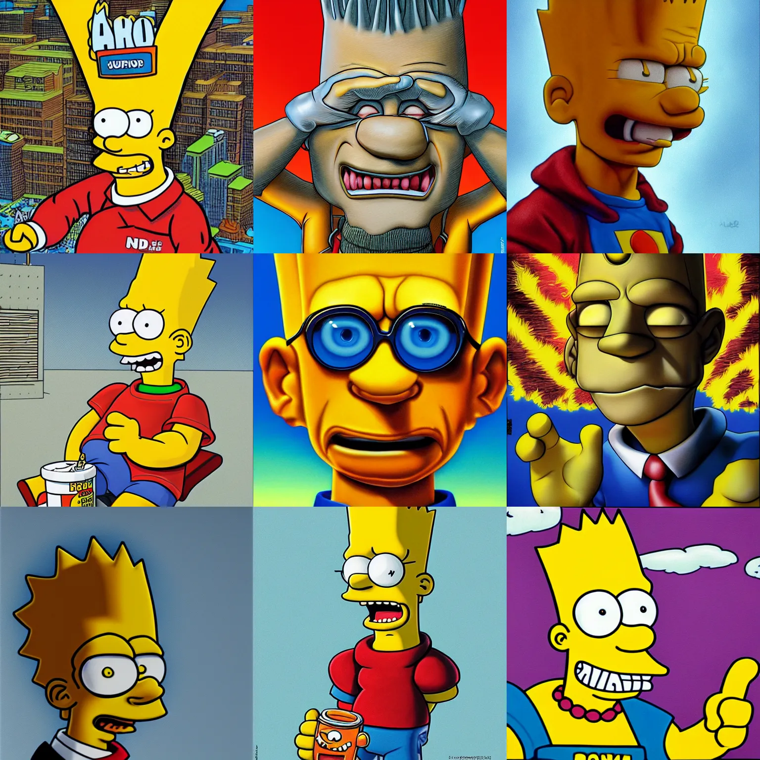 Prompt: Bart Simpson by Joe Jusko, rendered in hyperdetailed Ultra HD, trending on ArtStation, luminous