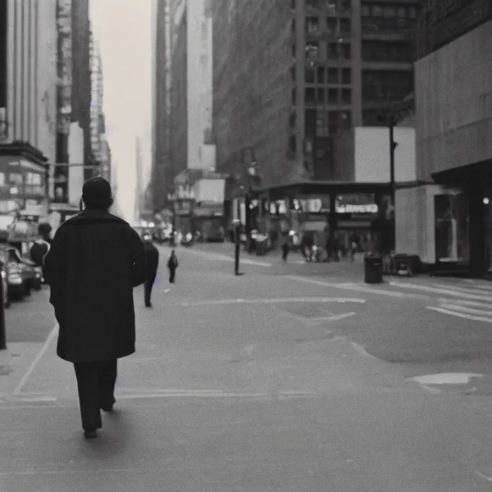 Prompt: medium format film portrait of a walking man in new york by street photographer, 1 9 6 0 s hasselblad film portrait of man, featured on unsplash, soft light photographed on colour vintage film