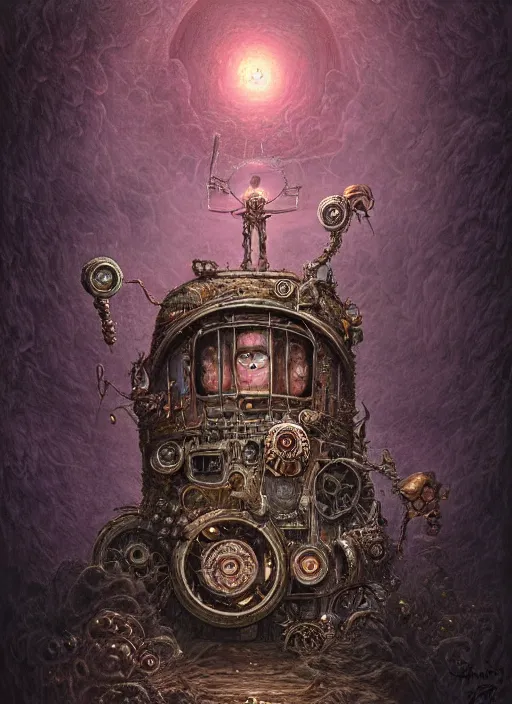 Prompt: Machinarium God of Dreams, vaporwave, intricate, ornate, highly detailed, digital painting, 4k, HDR, concept art, smooth, sharp focus, illustration, art by dan witz,artgerm, Eldritch