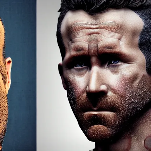 Prompt: hyperrealistic mixed media image of a ryan reynolds disguised as mussolini, stunning 3 d render inspired art by istvan sandorfi and greg rutkowski, perfect facial symmetry, realistic, highly detailed attributes and atmosphere, dim volumetric cinematic lighting, 8 k octane extremely hyper - detailed render, post - processing, masterpiece,