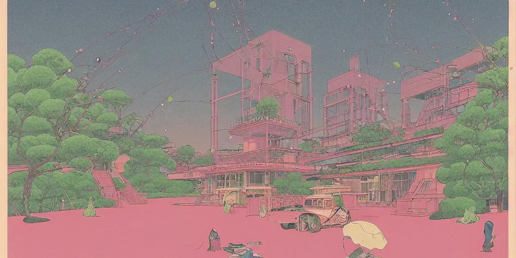 Prompt: gigantic faces that shoot pink lasers, a lot of glass around, shrimps are all over the ground, acid and dreaming psychedelic hallucinations, by kawase hasui and edward hopper and moebius, colorful flat surreal design, super - detailed, a lot of tiny details, fullshot