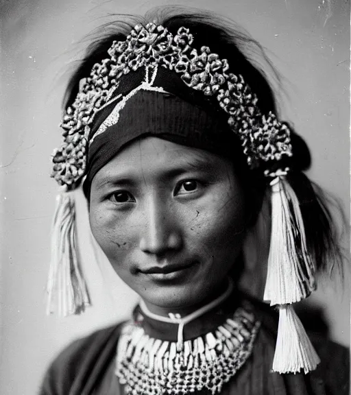 Image similar to vintage_portrait_photo_of_a_beautiful_nepalese_maiden in the himalayan mountains