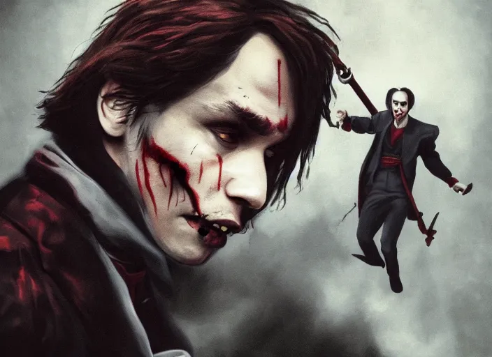 Image similar to vampires attacking frank dillane in london, gothic, horror, realistic, intricate, detailed, scary, beautiful, trending on artstation, masterpiece