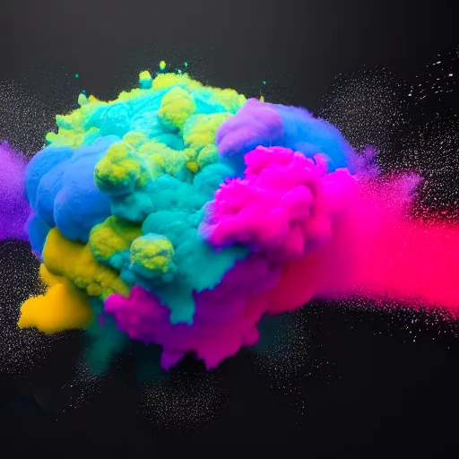 Image similar to color powder explosion on black background, particles, fine detail, hyperrealism, realistic, sharp focus, octane render, sidefx houdini, artstation, vfx