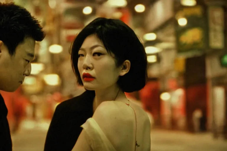 Prompt: wong kar wai love movie scene. 2 0 mm lens