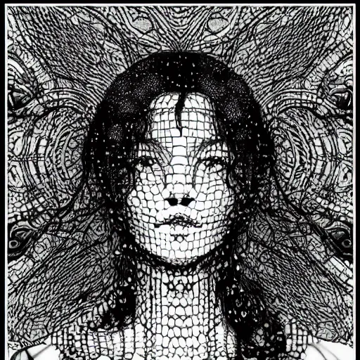 Prompt: mandelbulb portrait of a beautiful woman by apollonia saintclair, moebius, klimt