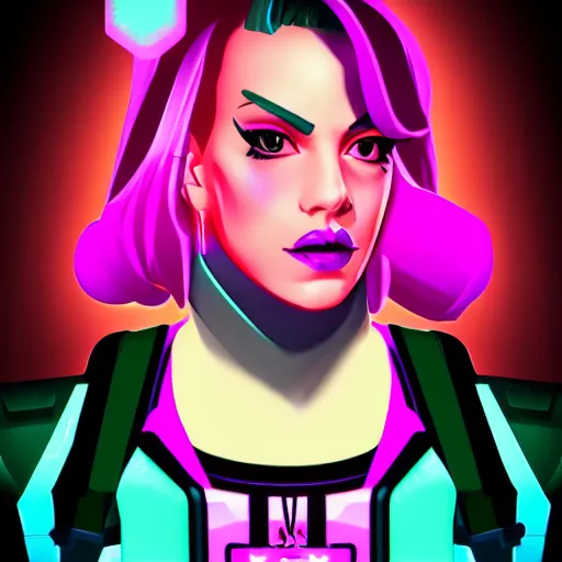 Prompt: Retrowave Sombra from Overwatch