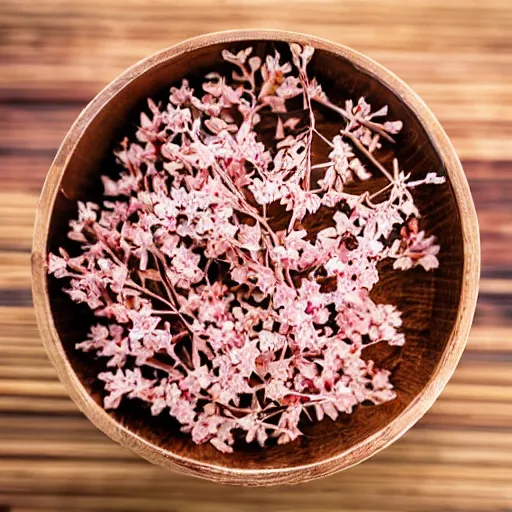 Prompt: photo of dried sakura tea, beautiful, cinematic, recipe, high detail,