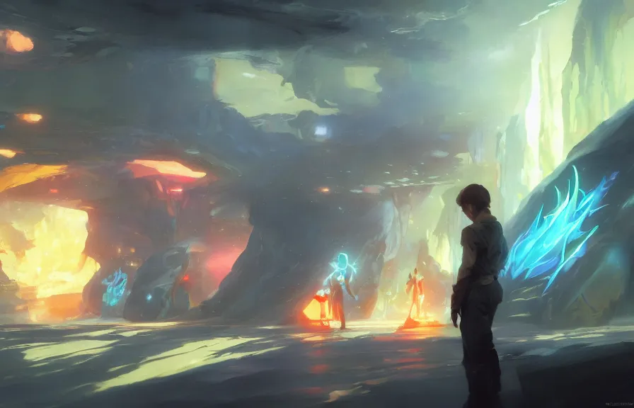 Image similar to greg manchess concept art of a the dilithium dimension, key visual, ambient lighting, highly detailed, digital painting, artstation, concept art, sharp focus, by makoto shinkai and akihiko yoshida and hidari and wlop and greg rutkowski