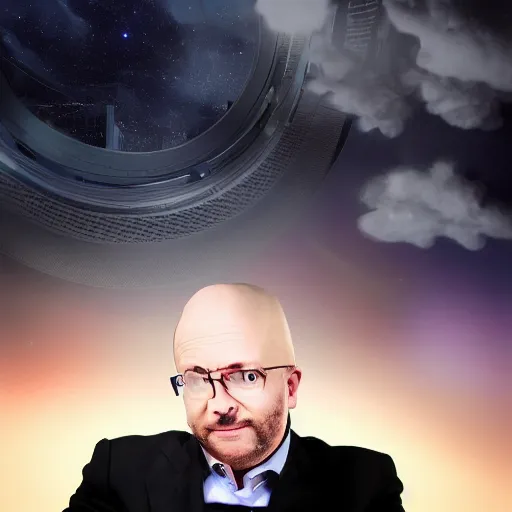 Prompt: sci-fi CEO, megacorp, face obscured with mysterious cloud