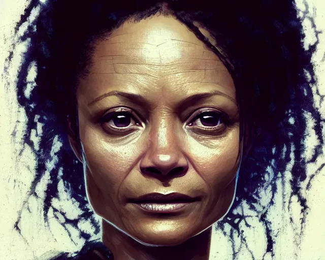 Prompt: highly detailed portrait of thandie newton in the walking dead, stephen bliss, unreal engine, fantasy art by greg rutkowski, loish, rhads, ferdinand knab, makoto shinkai and lois van baarle, ilya kuvshinov, rossdraws, tom bagshaw, global illumination, radiant light, detailed and intricate environment