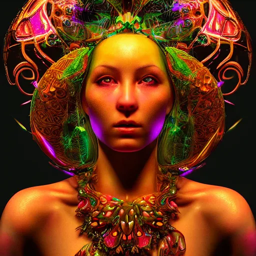 Image similar to Photorealistic magic goddess of creation. Hyperdetailed photorealism, 108 megapixels, amazing depth, glowing rich colors, powerful imagery, psychedelic Overtones, 3D finalrender, 3d shading, cinematic lighting, artstation concept art