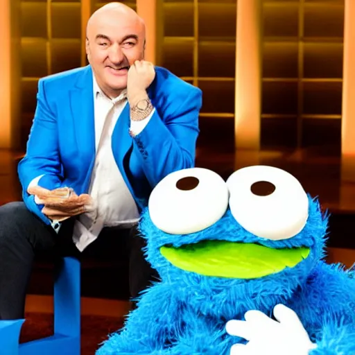 Image similar to Kevin O'leary answering cookie monster question