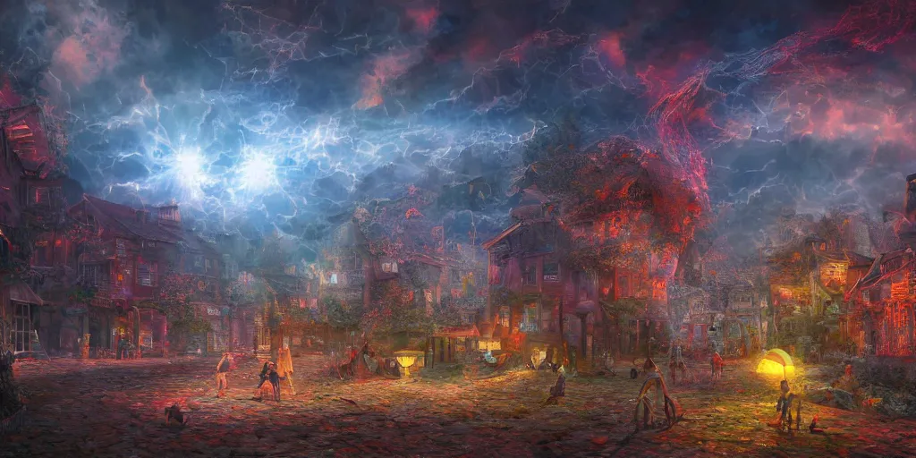 Image similar to and when this happens, and when we allow freedom ring, when we let it ring from every village and every hamlet, from every state and every city, ultrafine highly detailed hyper colorful illustration, sharp focus, rozalski, unreal engine highly rendered, global illumination, radiant light, intricate and detailed environment