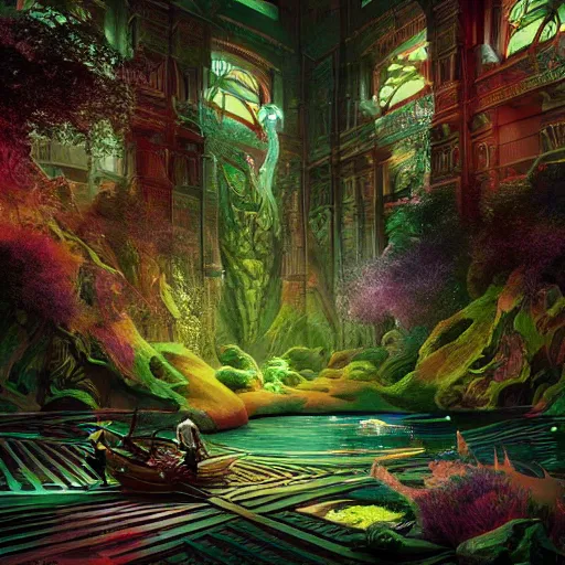 Image similar to river lush alien cinematic geometric 8 k sharp focus sacred by moebius, andreas franke, james christensen, victo nagi, artgerm