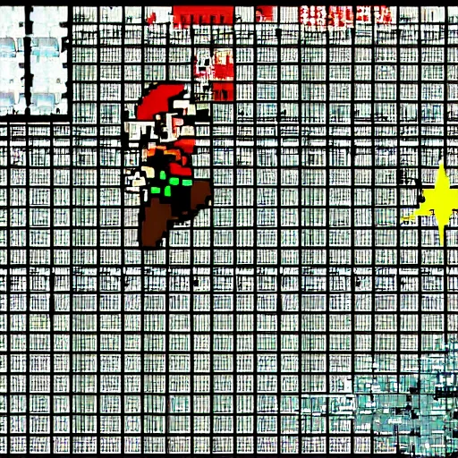 Image similar to screenshot of super mario in metal gear solid, playstation graphics, ps1, pixels