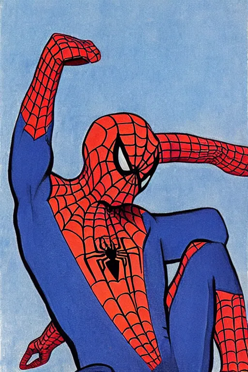 Image similar to artwork by nicholas roerich, spiderman, marvel,