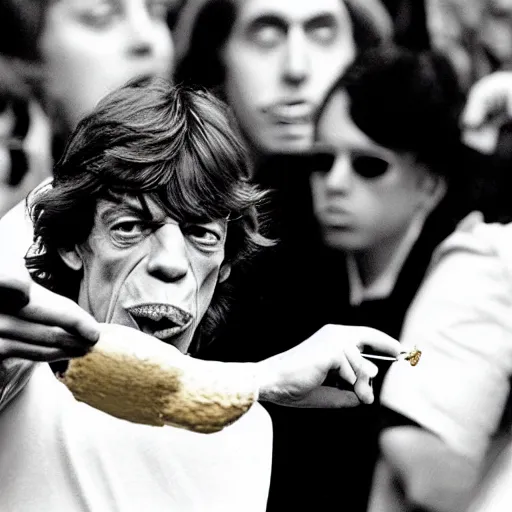 Image similar to Mick Jagger blowing a balloon