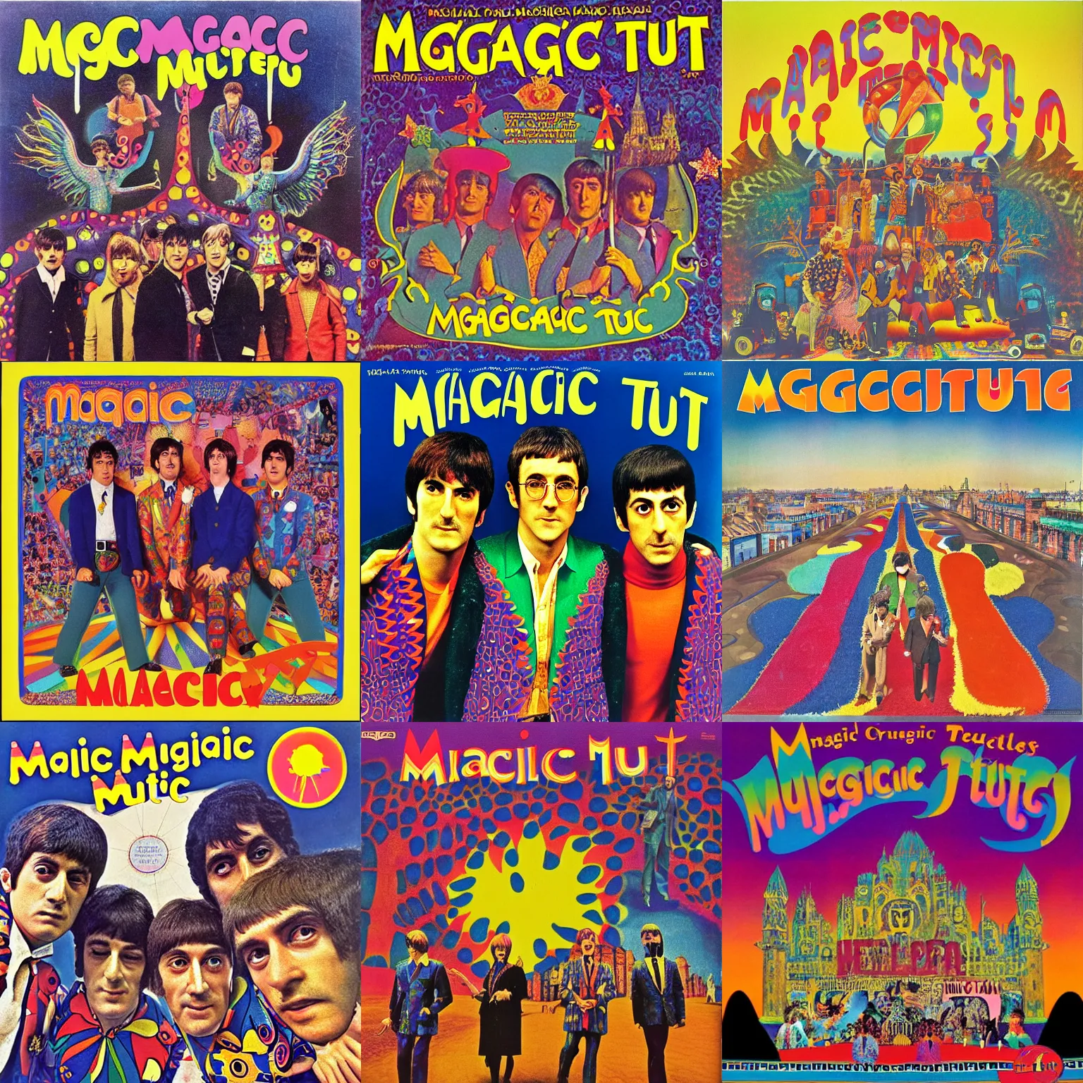 Prompt: magical mystery tour ( 1 9 6 7 ), album cover