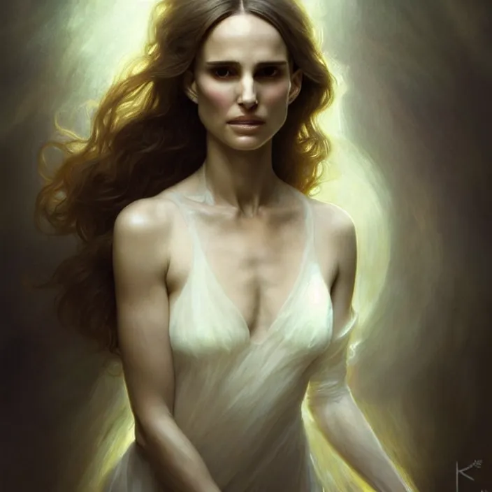 Image similar to translucent ghost Natalie Portman, diffuse lighting, fantasy, intricate, elegant, highly detailed, lifelike, photorealistic, digital painting, artstation, illustration, concept art, smooth, sharp focus, art by John Collier and Albert Aublet and Krenz Cushart and Artem Demura and Alphonse Mucha