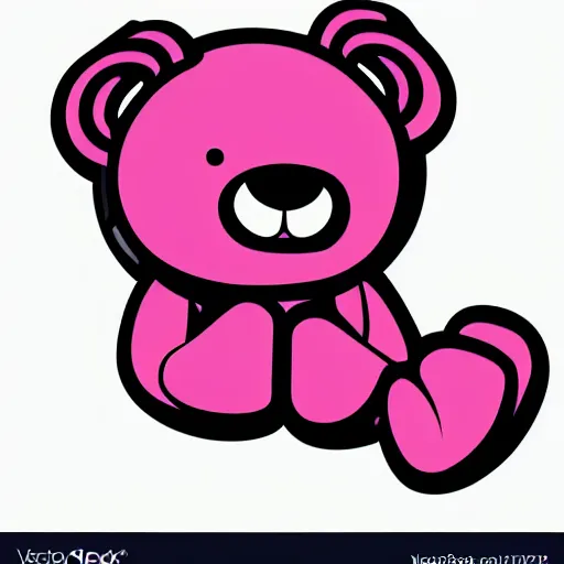 Image similar to a cute pink cuddly bear wearing headphones vector logo