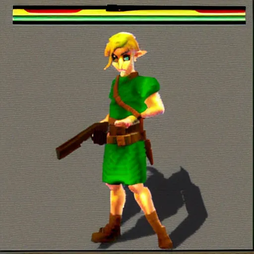 Image similar to link with a gun, ps 1 graphics