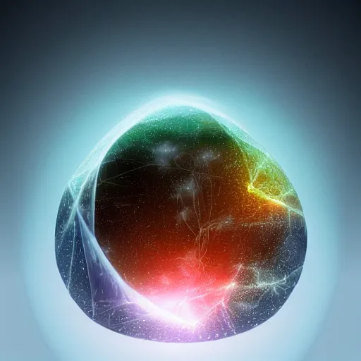 Image similar to psychonautist in a crystal sphere, digital painting, award winning, volumetric lighting