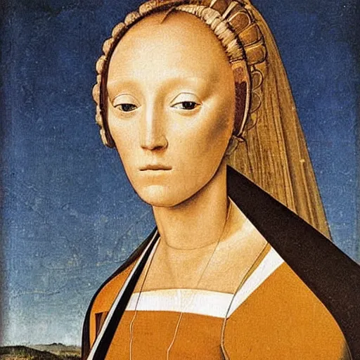 Image similar to a portrait of a female android by giovanni bellini