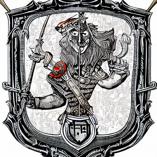 Image similar to coat of arms on a shield, vector art, brian froud