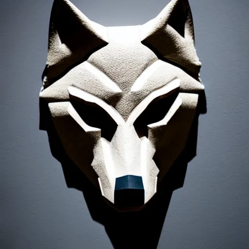 Prompt: mask of wolf, studio photo