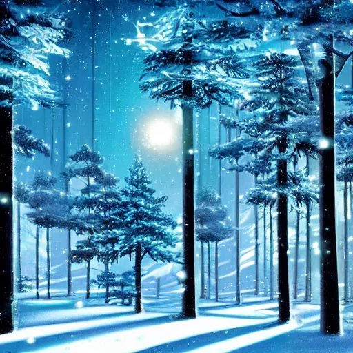 Image similar to a snow forest, epic retrowave art, trending on art station