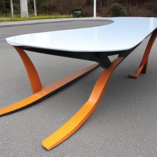 Prompt: a table in a shape of a car