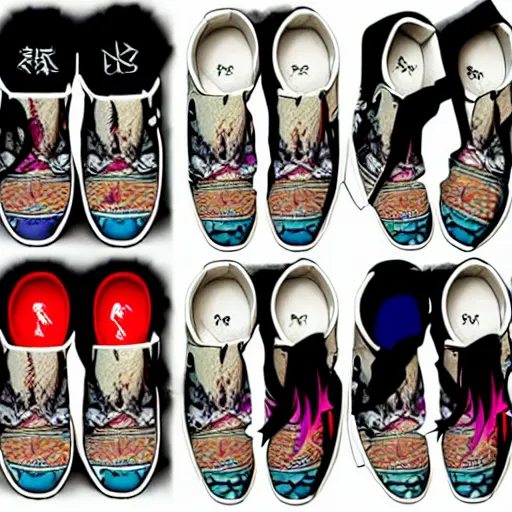 Image similar to fantasy anime jrpg sneaker design designed by studio ghibli, chrono trigger guilty gear style, aztec mayan street fashion native punk sneaker design, hip hop sneaker design with subtle mayan patterns, gapmoe yandere grimdark, trending on pixiv fanbox, painted by greg rutkowski makoto shinkai takashi takeuchi studio ghibli, akihiko yoshida