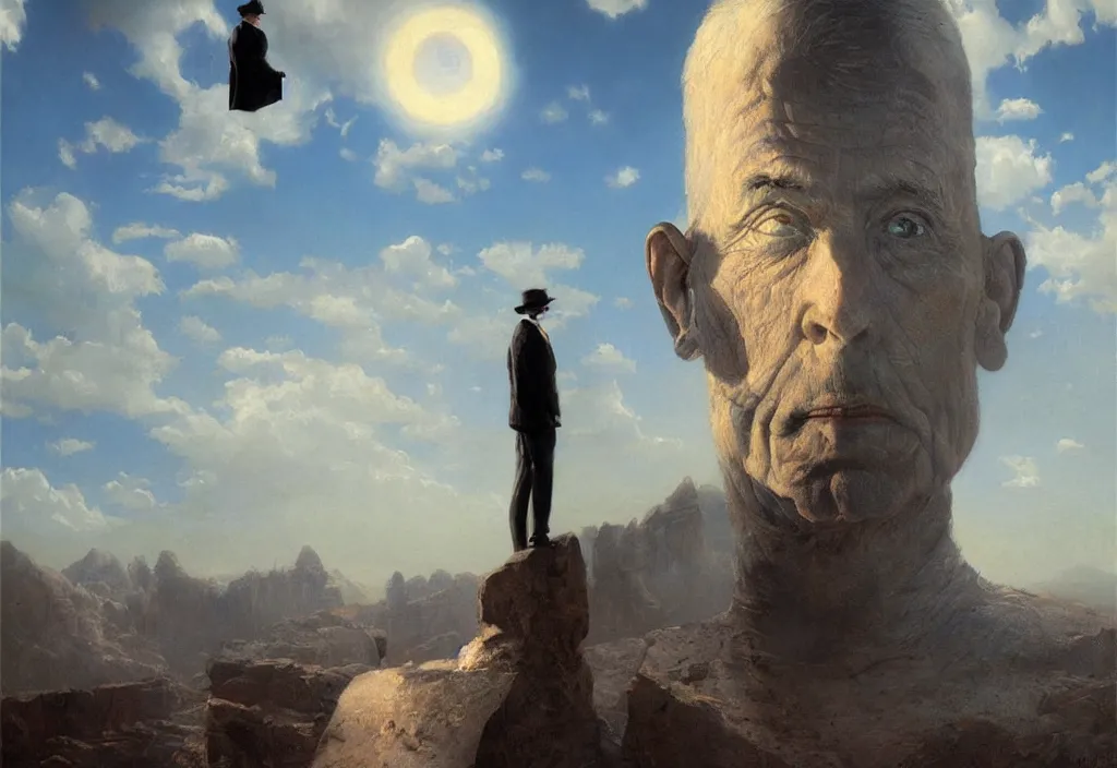 Prompt: thoughts of dreams, art by james gurney and greg rutkowski, surrealism by salvador dali, very detailed, high resolution, inspired by rene magritte, volumetric lighting