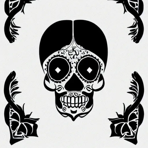 Image similar to a small vector tattoo design. gothic. sugar skull.