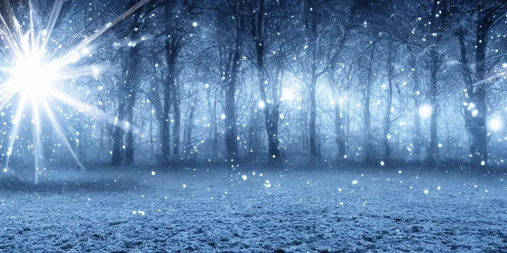 Prompt: Particles of light fall beautifully like snow, dreamlike, natural background, 4k, HDR