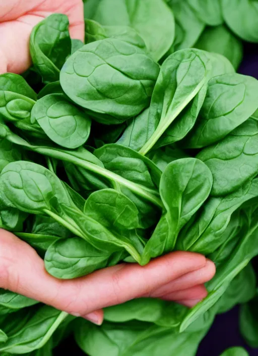 Image similar to home photo spinach in a beautiful hand