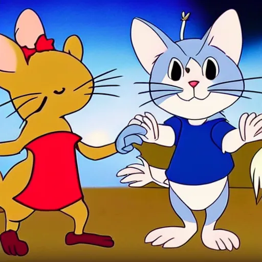 Image similar to tom and jerry in anime style