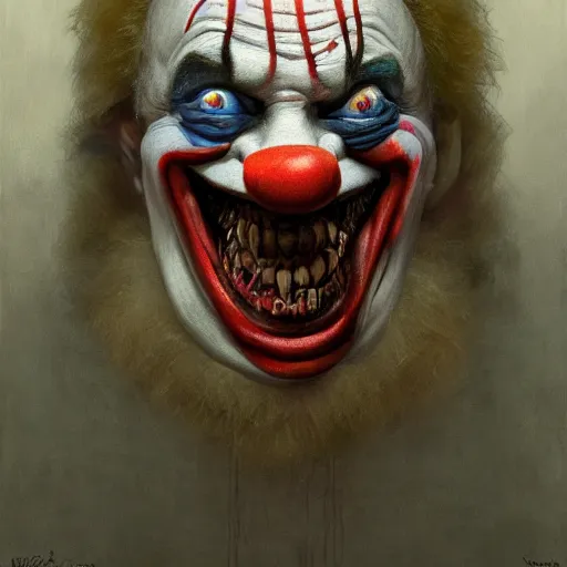 Image similar to vladimir putin, drunk jester, drunk circus performance, unga bunga, wearing clown nose, horror teeth, fantasy 3 d render, masterpiece, by donato giancola and greg rutkowski and wayne barlow and zdzisław beksinski, realistic face