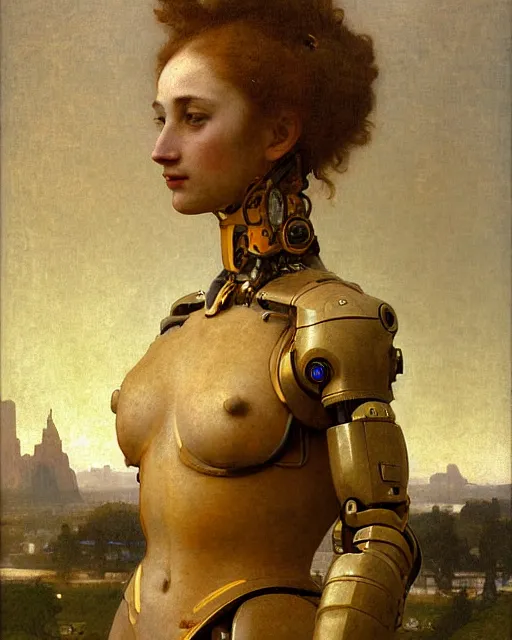 Prompt: portrait of venus with amazing solarpunk mecha humanoid robotic parts with led lights, pudica pose gesture, by bouguereau, ultra - realistic and intricate, hdr 8 k