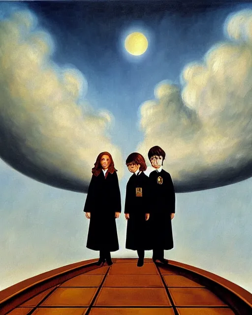 Prompt: harry potter on the bridge of the uss enterprise painting by magritte