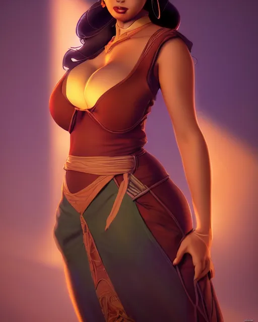 Image similar to charming curvy filipina woman character portrait, by don bluth, sci - fi environment, highly detailed, dynamic shadows, 4 k, wallpaper - 1 0 2 4