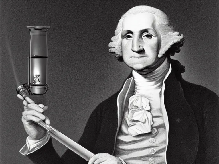 Prompt: George Washington smoking a bong with Conan O’Brian; Late Night with Conan O’Brian