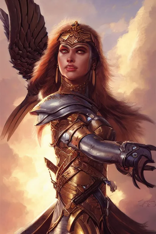 Image similar to amazon valkyrie athena, d & d, fantasy, portrait, highly detailed, headshot, digital painting, trending on artstation, concept art, sharp focus, illustration, art by artgerm and greg rutkowski and magali villeneuve