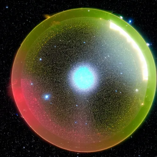 Image similar to a photo of a giant holographic bubble in space, photography by the james webb telescope