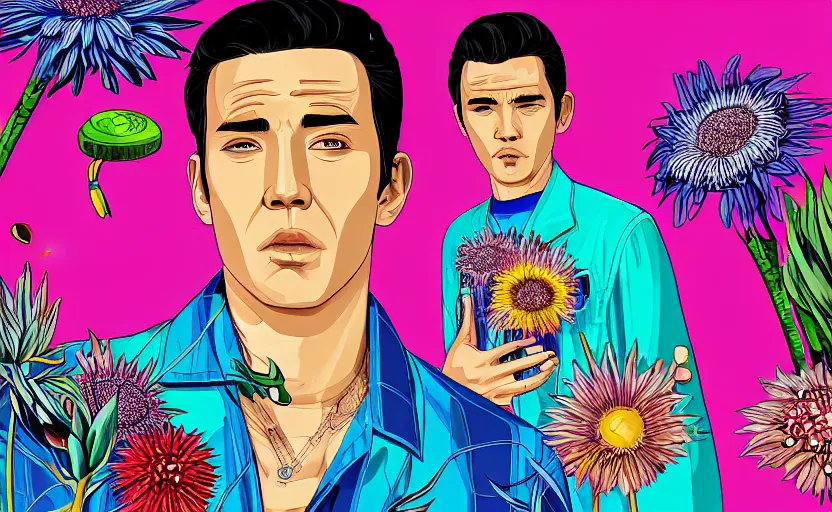 Image similar to life without love, like no flower park, gta vice city style, smooth painting, each individual seeds have ultra high detailed, 4 k, illustration, comical, acrylic paint style, pencil style, torn cosmo magazine style, pop art style, ultra realistic, underrated, by mike swiderek, jorge lacera, ben lo, tyler west